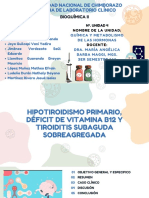 Hormonas y metabolismo en hipotiroidismo, déficit B12 y tiroiditis