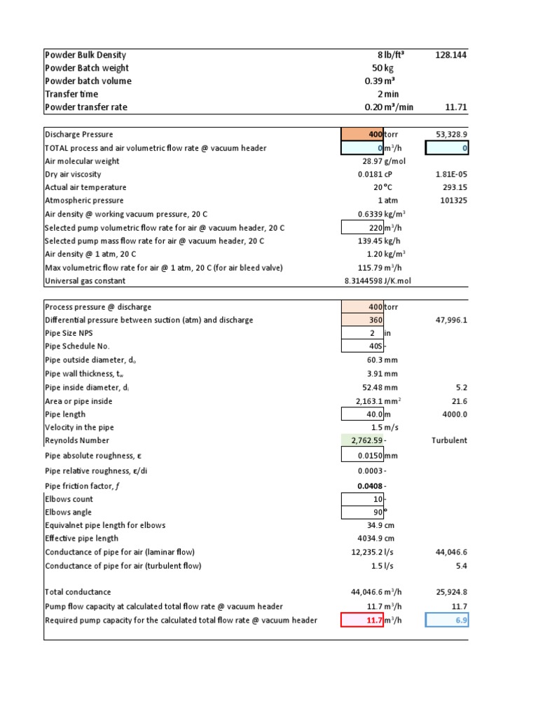 Pneumatic Conveyor Sizing Calculations PDF Pipe (Fluid Conveyance