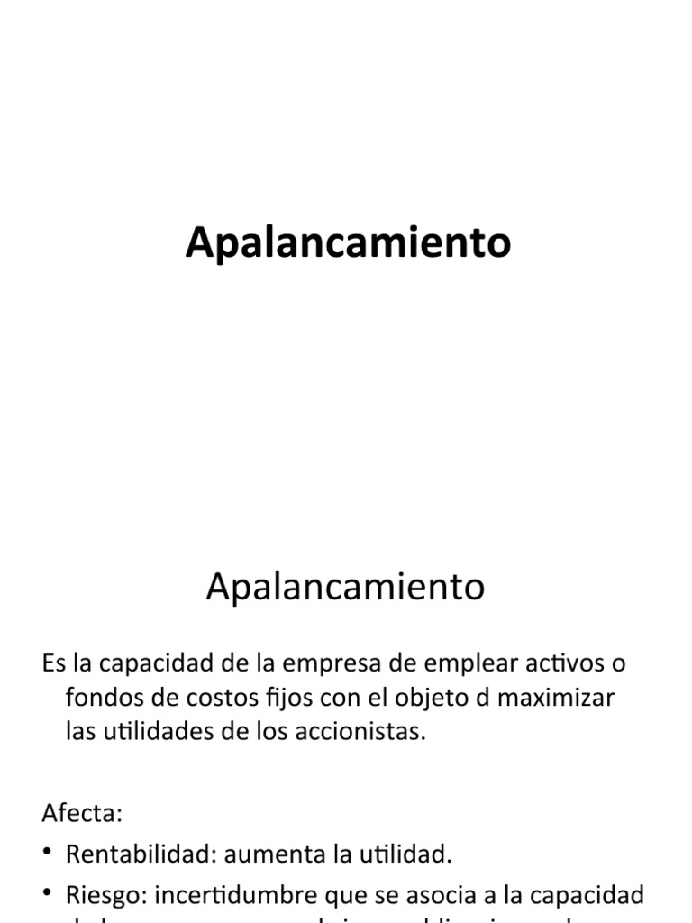 Apalancamiento en Finanzas: Claves y Riesgos | PDF | Apalancamiento ...