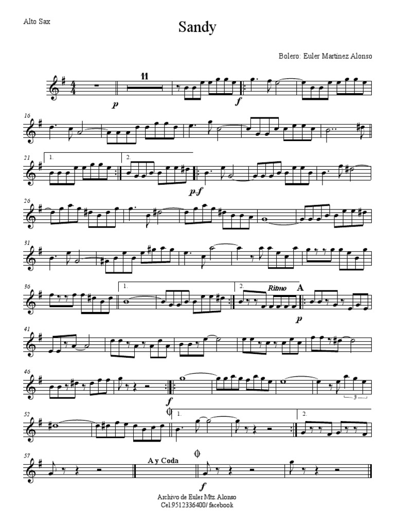Sandy - Alto Sax | PDF