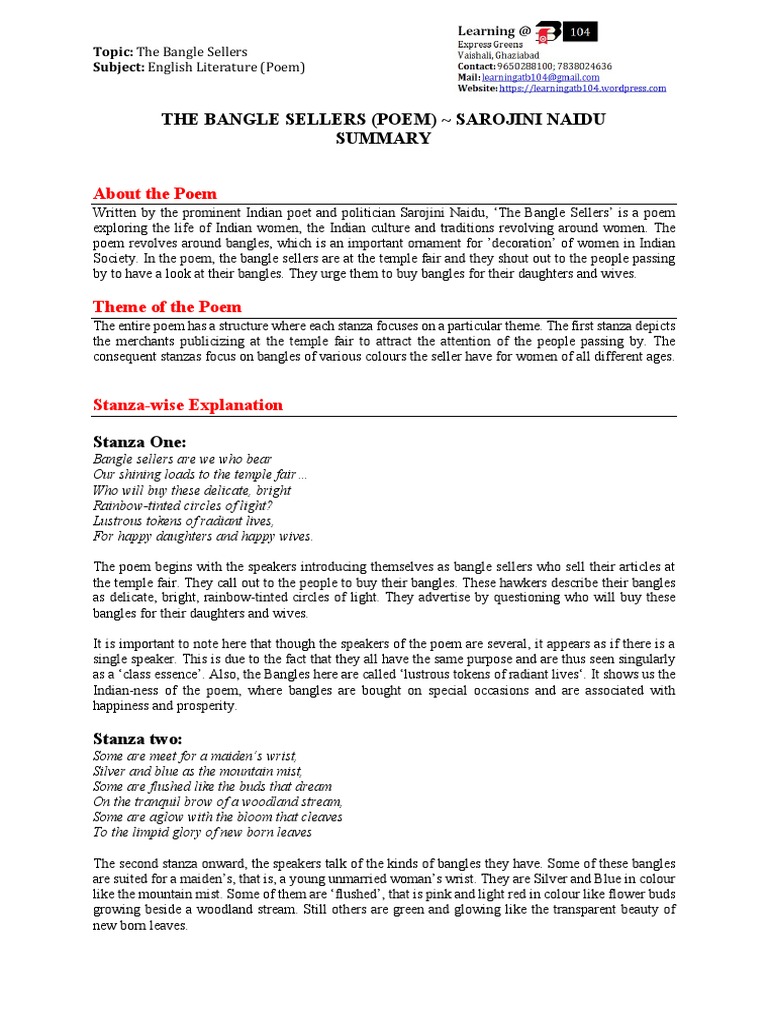 Chapter 1 Bangle Sellers PDF Bride Poetry