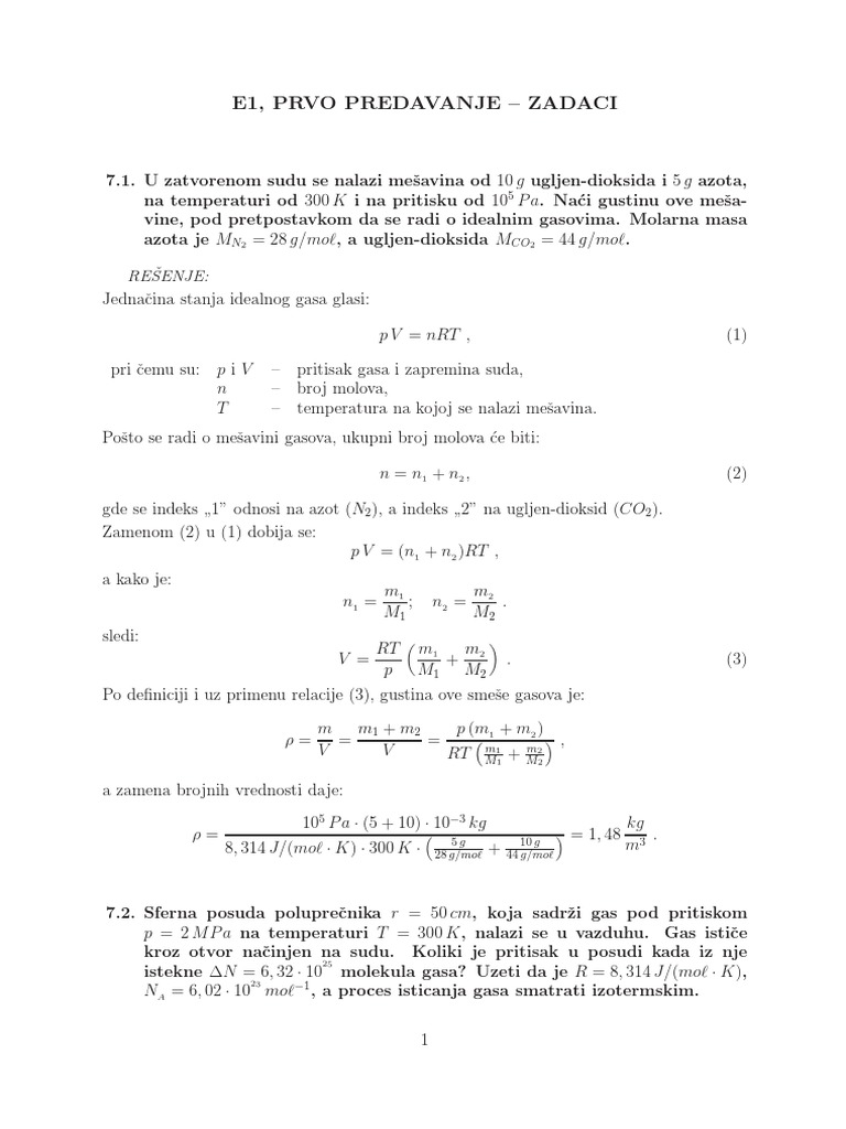 E1 - Zadaci Sa Predavanja - 01 | PDF