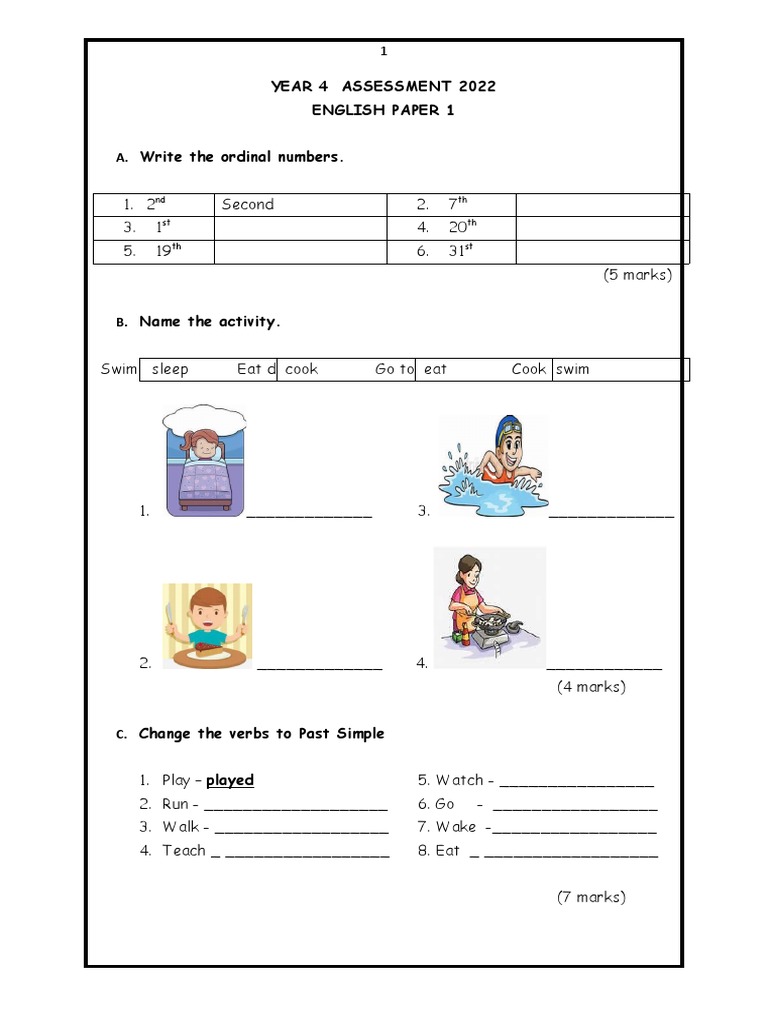 Year 4 Paper 1 Pdf Cuisine Foods