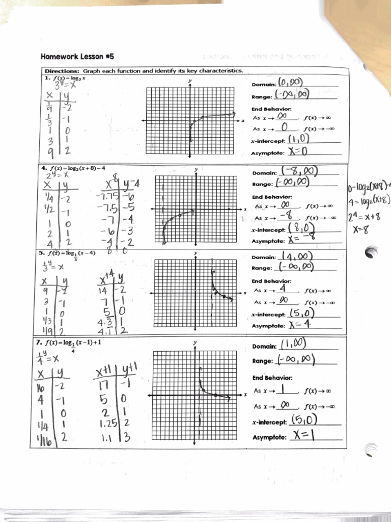 Adv Alg 2 Unit 6 Lesson 5 Homework Key | PDF