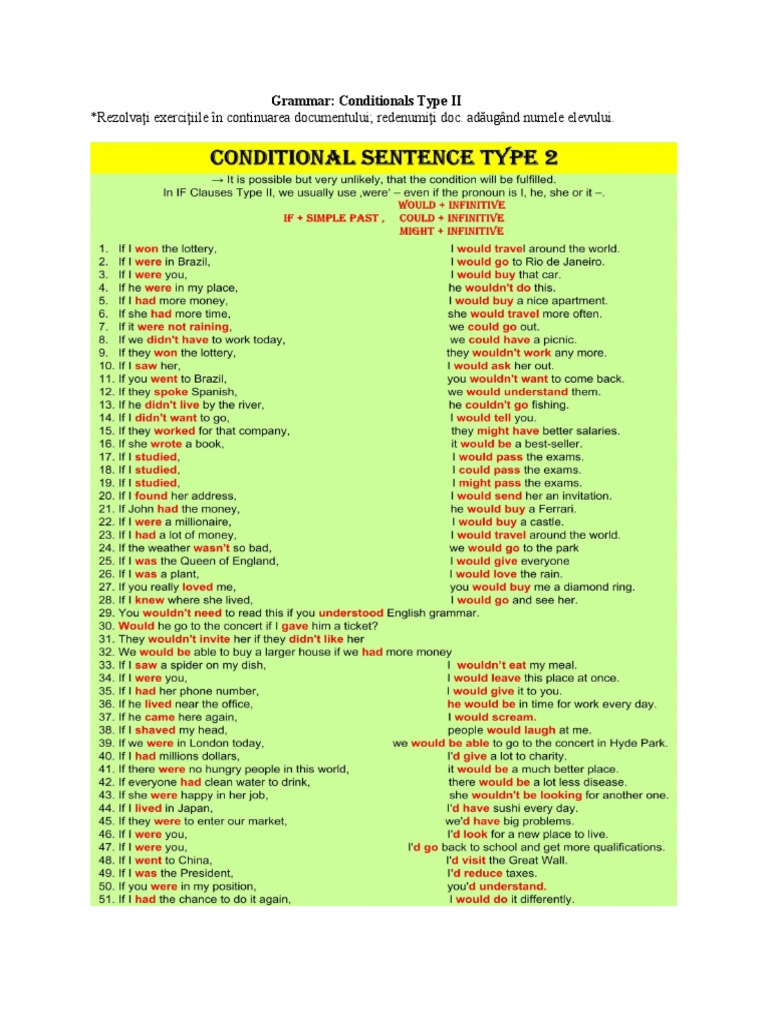Conditional Clauses - Type II | PDF