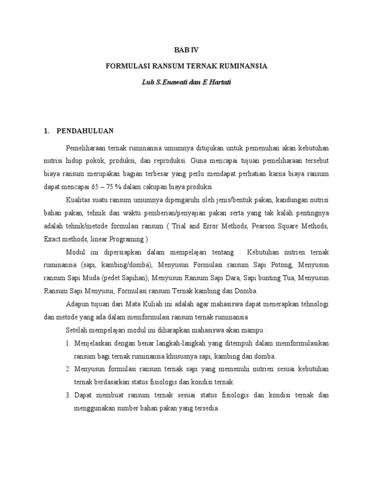 Formulasi Ransum Ternak Ruminansia | PDF