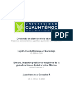 Ensayo. Impactos Positivos y Negativos de La Globalización en América Latina: México - Romaña - Ingrith