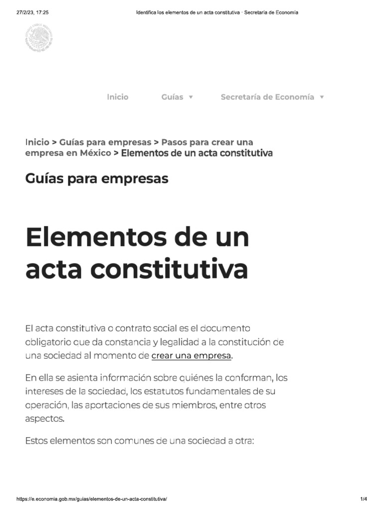 Partes de Acta Constitutiva | PDF