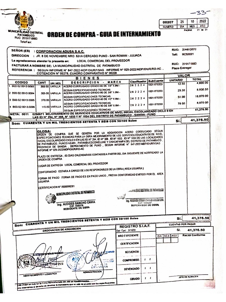 Órdenes de Compra y Servicios | PDF