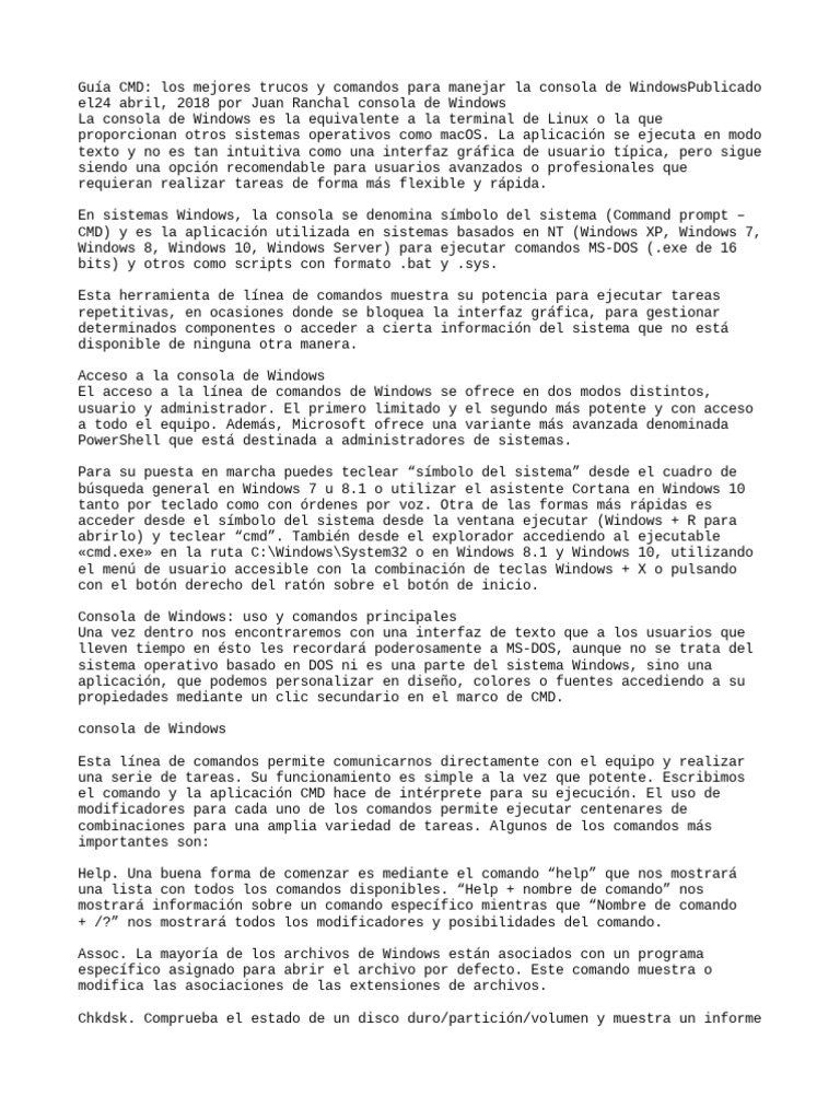 Trucos y comandos esenciales de CMD | PDF | Microsoft Windows ...