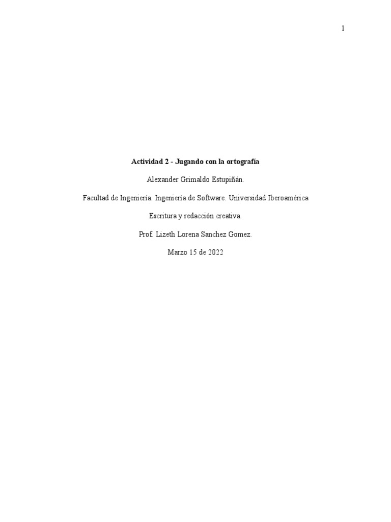 Actividad 2 Jugando Con La Ortografía Descargar Gratis Pdf