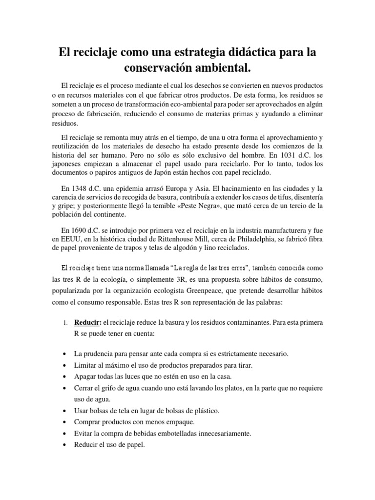 Reciclaje: Estrategia Educativa Ambiental | PDF | Residuos | Reciclaje