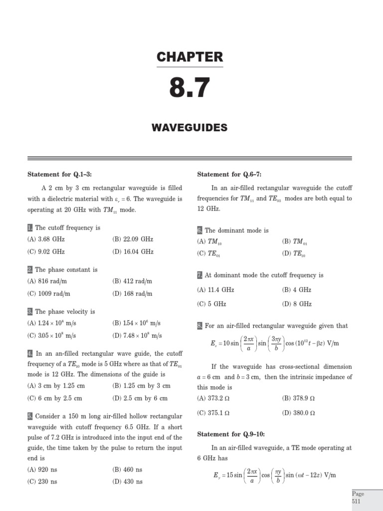 Waveguide Analysis and Mode Calculations | PDF | Waveguide | Periodic ...