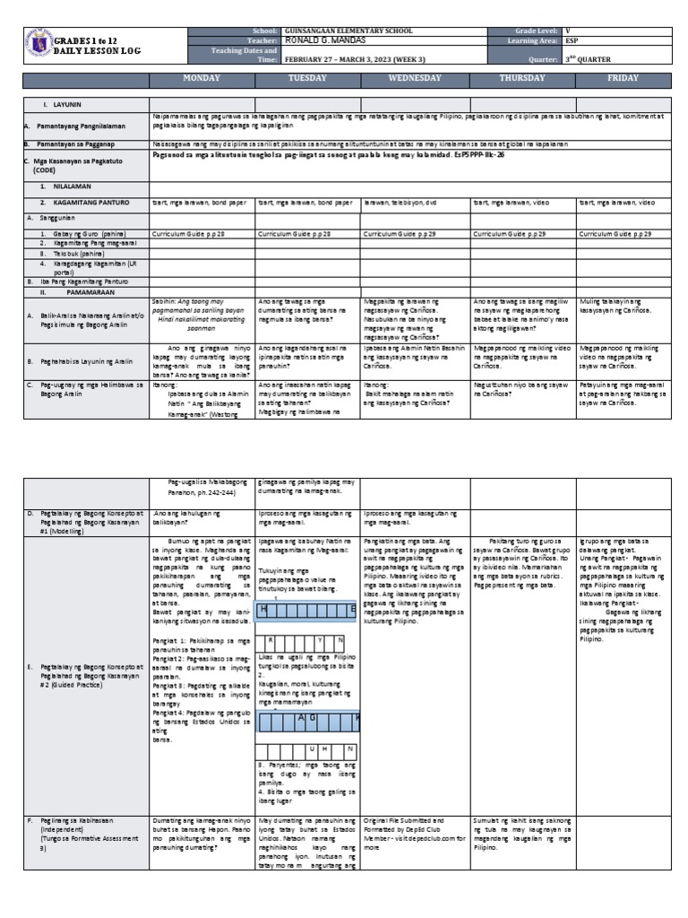 DLL - Esp 5 - Q3 - W3 | PDF
