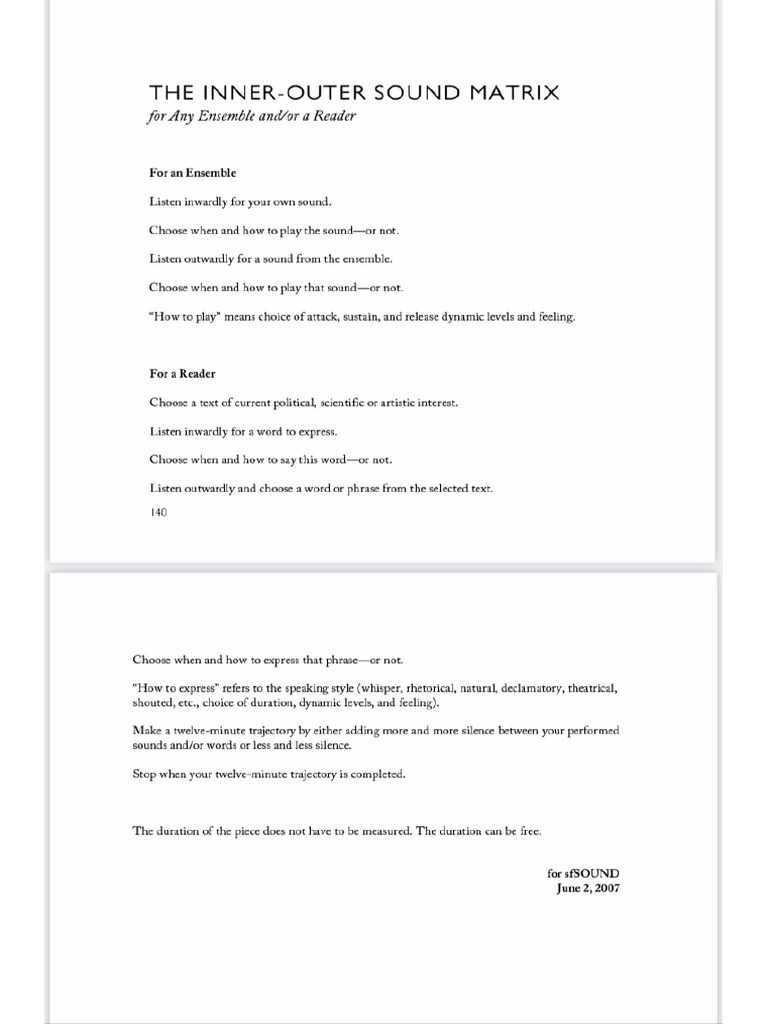 The Inner - Outer Sond Matrix Pauline Oliveros | PDF