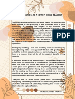 My Reflection As A Newly-Hired Teacher: Maureen Clarice L. Madriaga