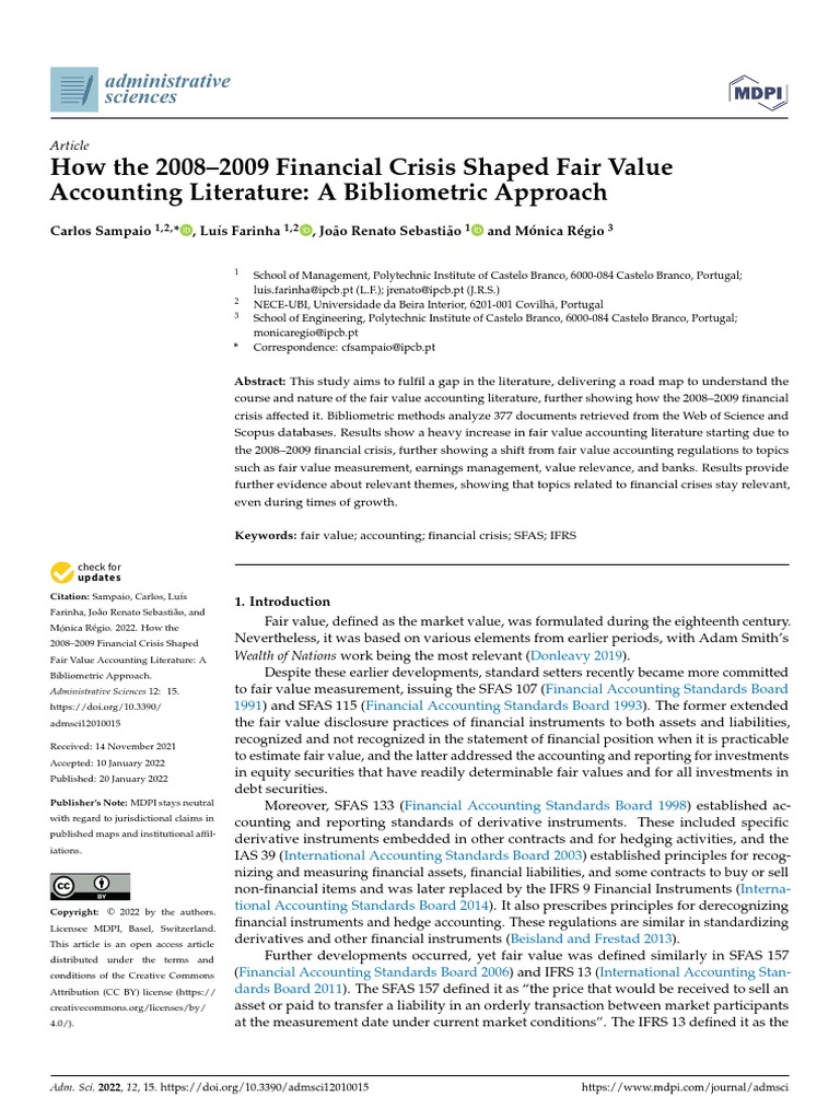 How The 2008-2009 Financial Crisis Shaped Fair Value Accounting ...