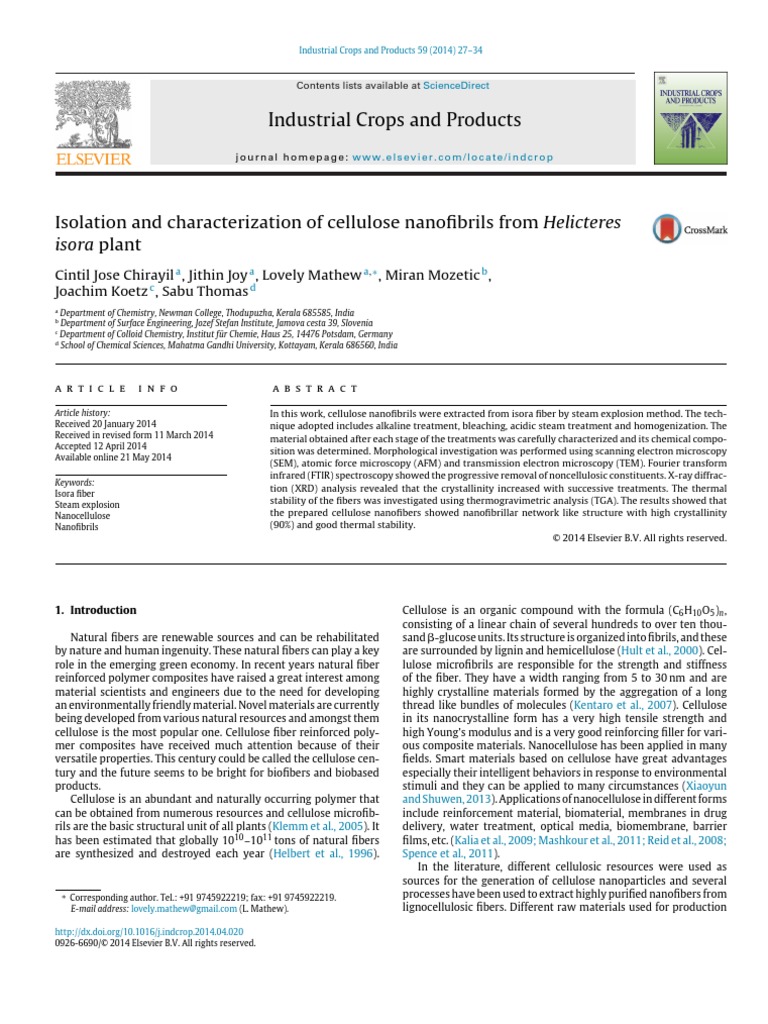 2014 Isolation and Characterization of Cellulose Nanofibrils From ...