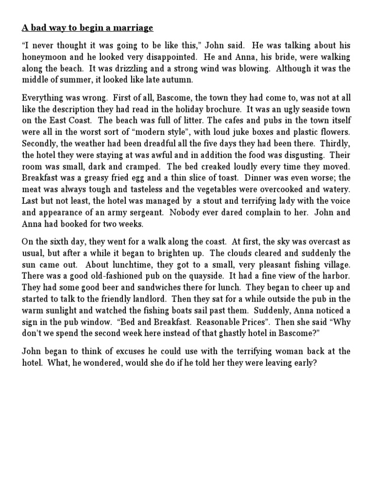 A Bad Way To Begin A Marriage PDF