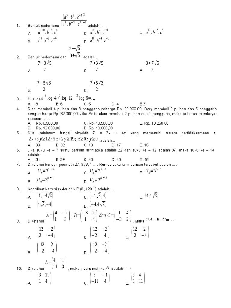 Soal Matematika dan Penyelesaiannya | PDF