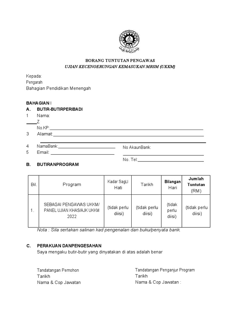 Borang Ukkm | PDF