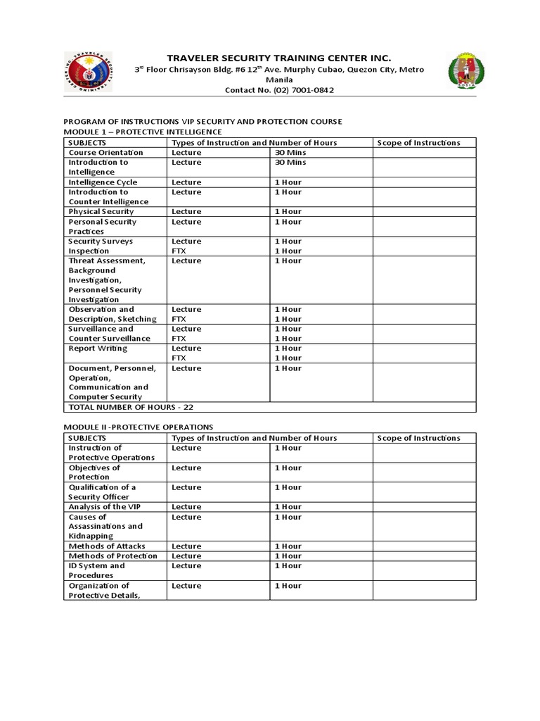 Vip Course Module | PDF | Bodyguard | Military Intelligence