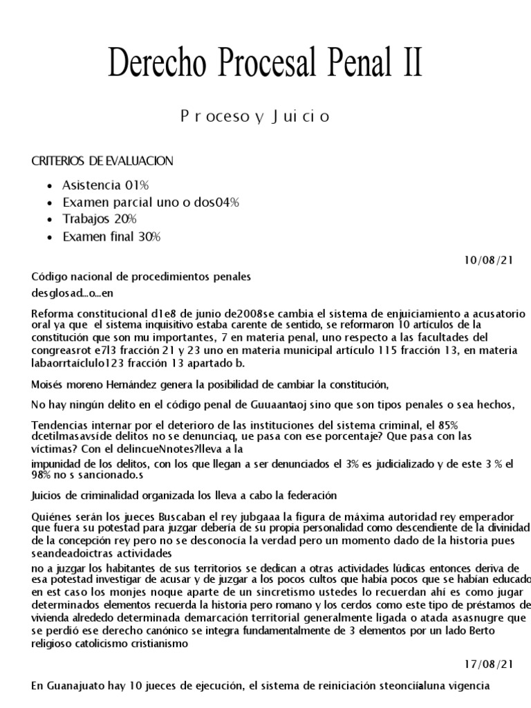 Derecho Procesal Penal: Evaluación y Reformas | PDF | Derecho penal ...