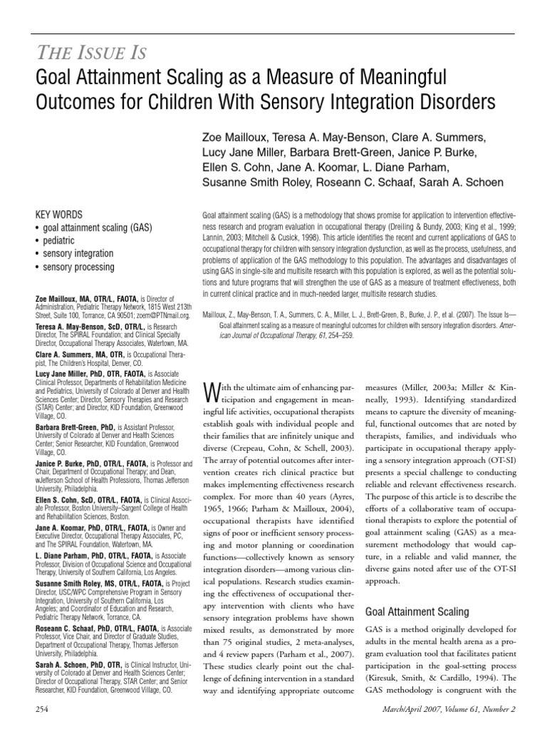 Articulo GAS Descargar gratis PDF Occupational Therapy Goal Setting