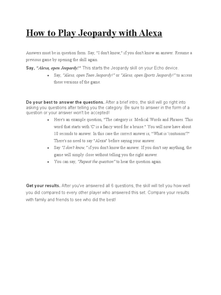How To Play Jeopardy With Alexa PDF