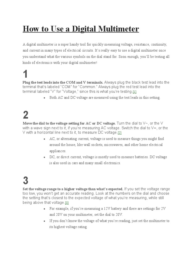 How To Use A Digital Multimeter PDF