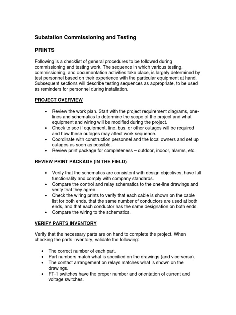 Substation Commissioning 2 | PDF | Electrical Wiring | Switch
