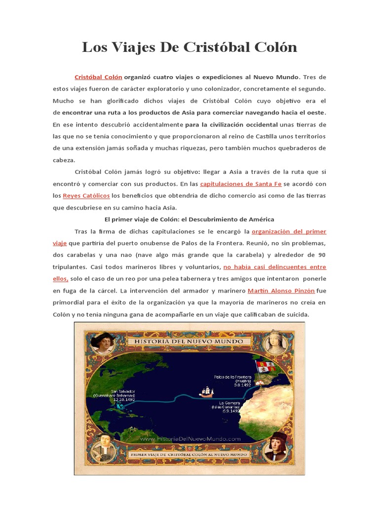 Los Viajes de Cristóbal Colón | PDF | Cristobal colon | Américas