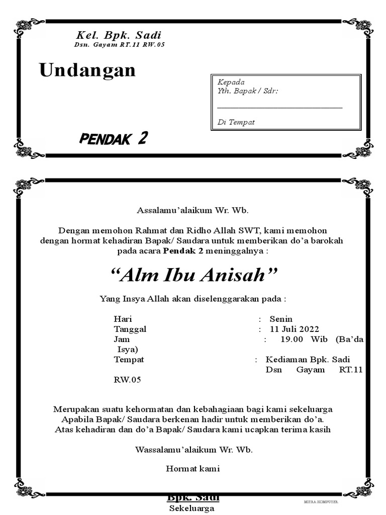 Undangan Tahlil 01 | PDF