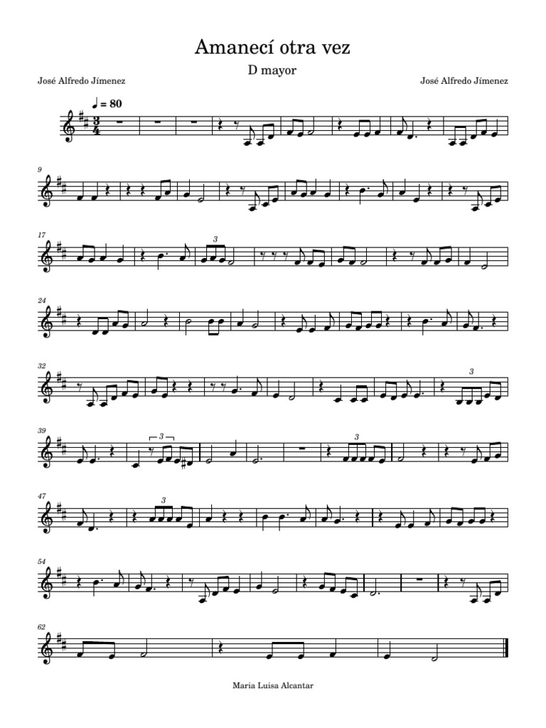 Amanecí Otra Vez Jose Alfredo Jimenez / Arreglo Marilu Alcantar PDF