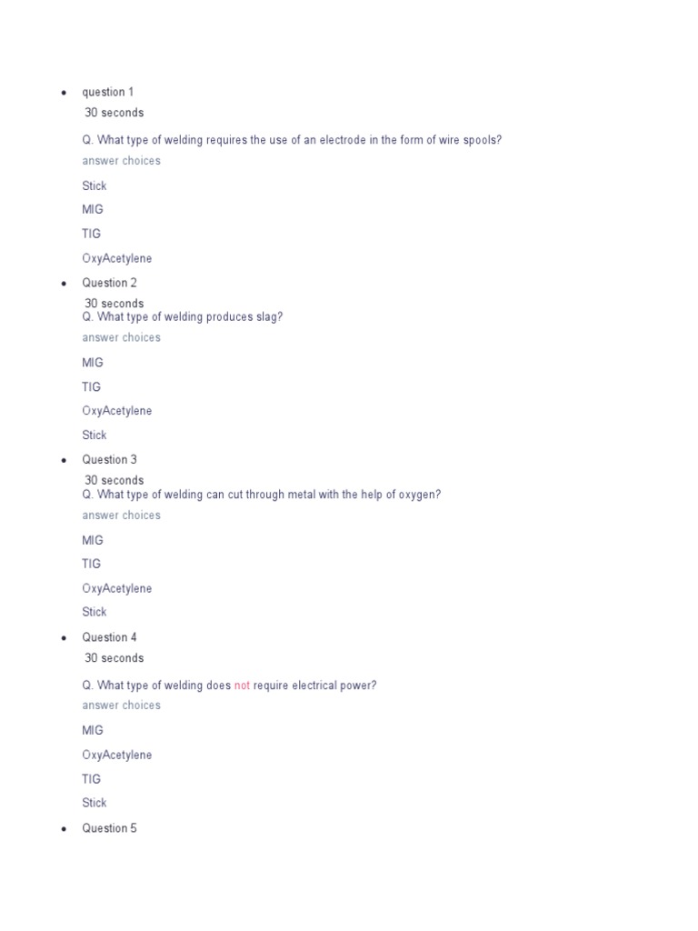 Assessing Welding Process Knowledge A 16 Question Multiple Choice Quiz