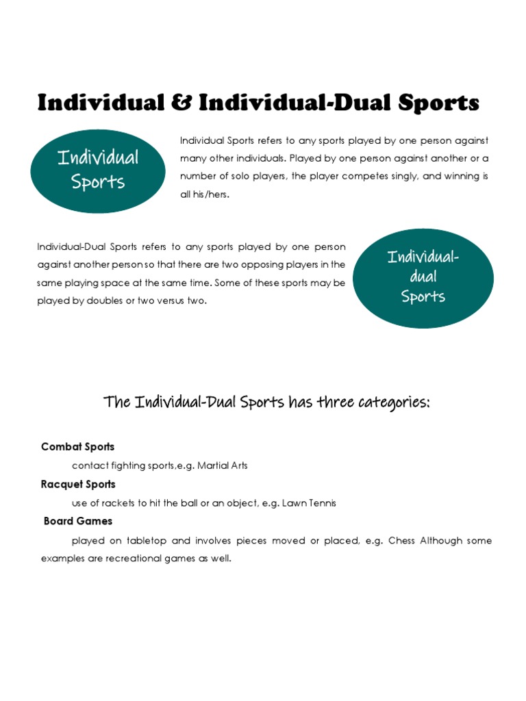 An Overview of Individual and IndividualDual Sports Categories
