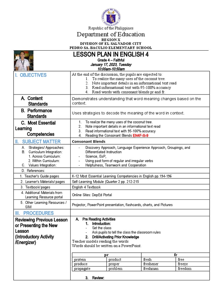 Lesson Plan in English 4 Q2 - W9 | PDF | Curriculum | Lesson Plan