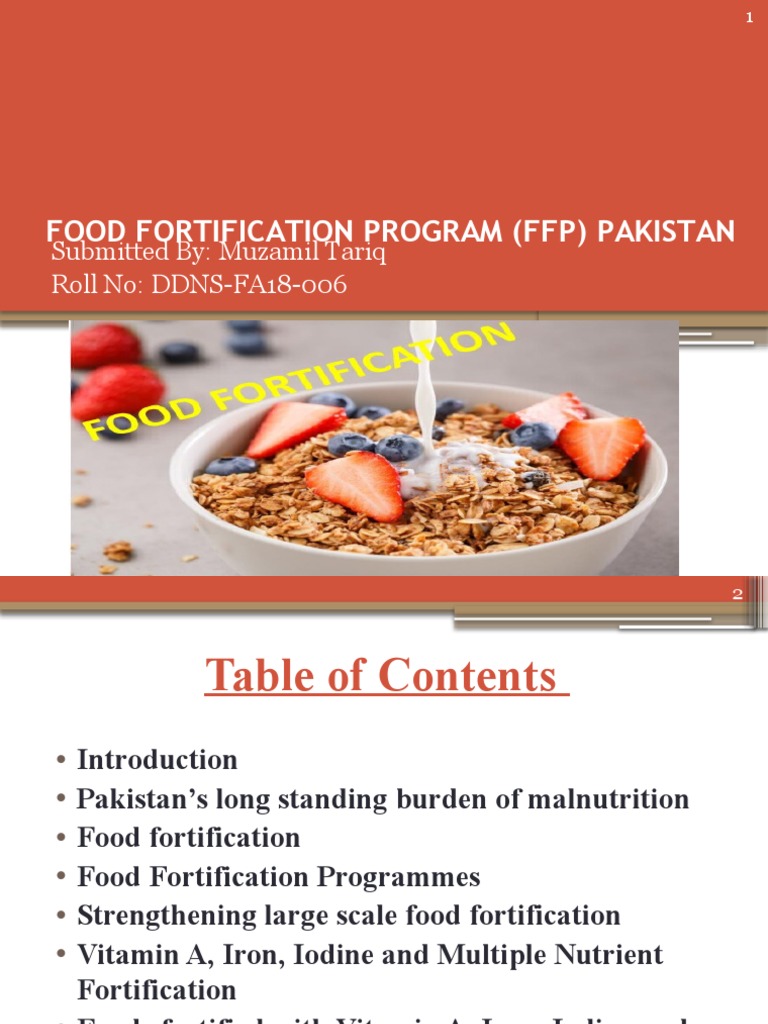 Food Fortification Program (FFP) Pakistan PDF Micronutrient Malnutrition