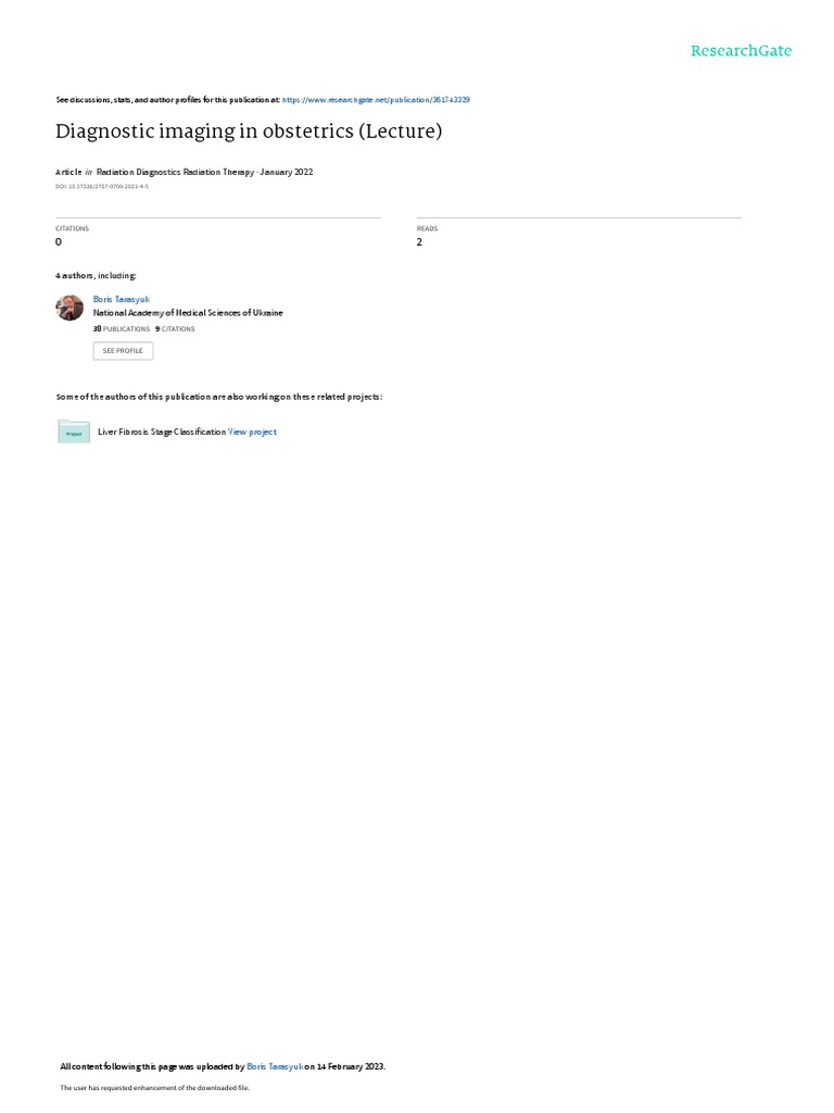 Diagnostic Imaging in Obstetrics Lecture PDF Ct Scan