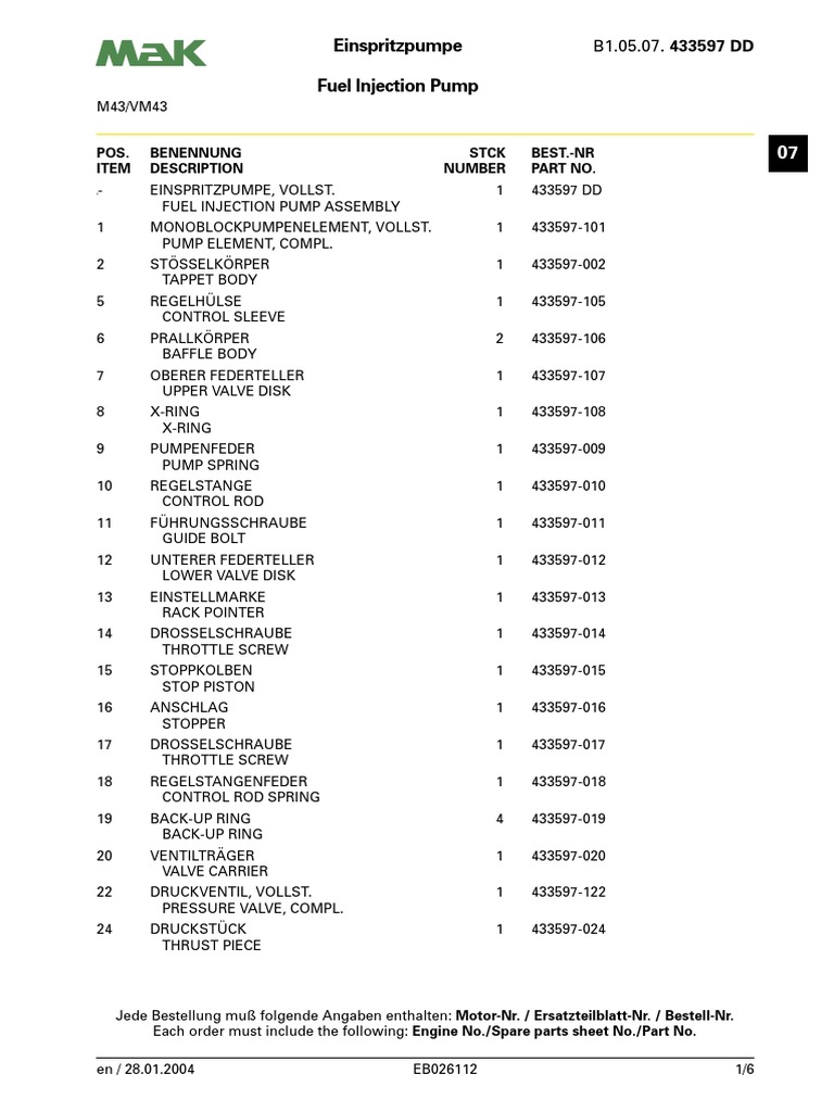 Fuel injection pump parts list pdf manufactured goods machines