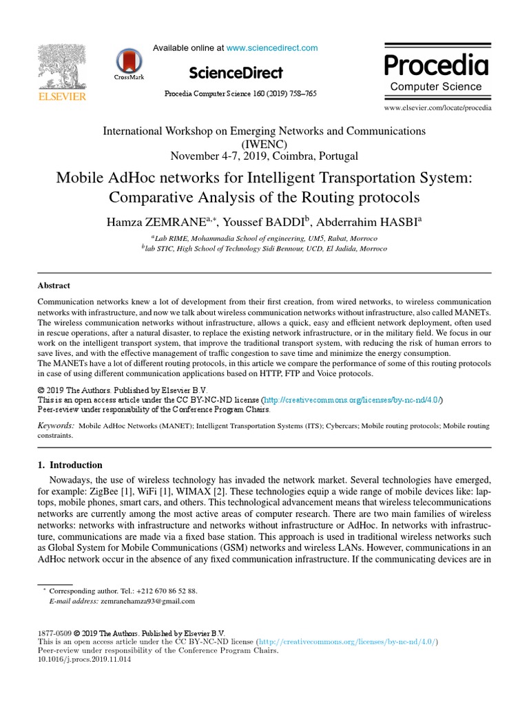 MANET For Smart Transportation | PDF | Computer Network | Wireless Ad ...