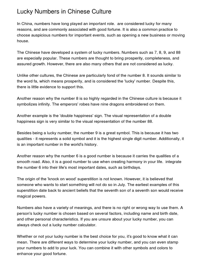 Numbers In Chinese Pdf