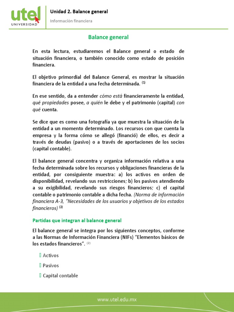 Guía del Balance General Financiero | PDF | Contabilidad | Hoja de balance