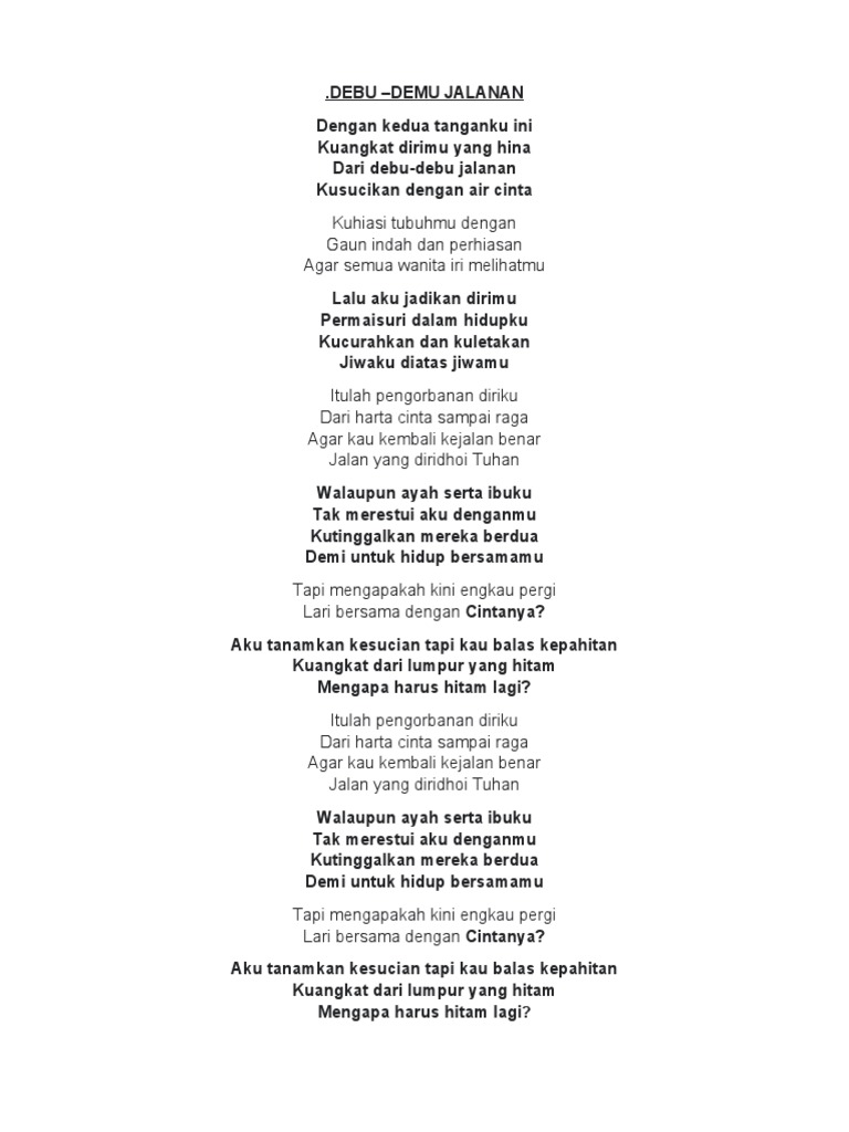 Lirik Lagu Cinta dan Pengorbanan | PDF