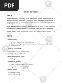 Reading Test - 3 Clinical Depression Text A