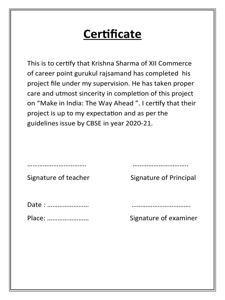 Certificate Eco Krishna | PDF
