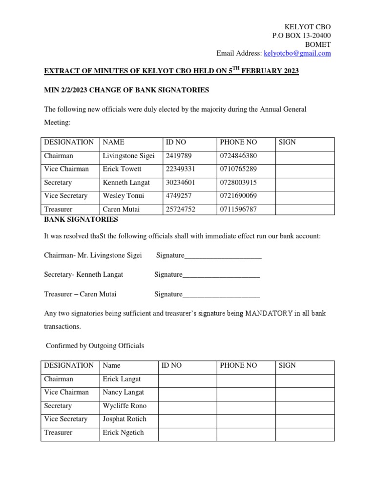 Extract of Minutes PDF