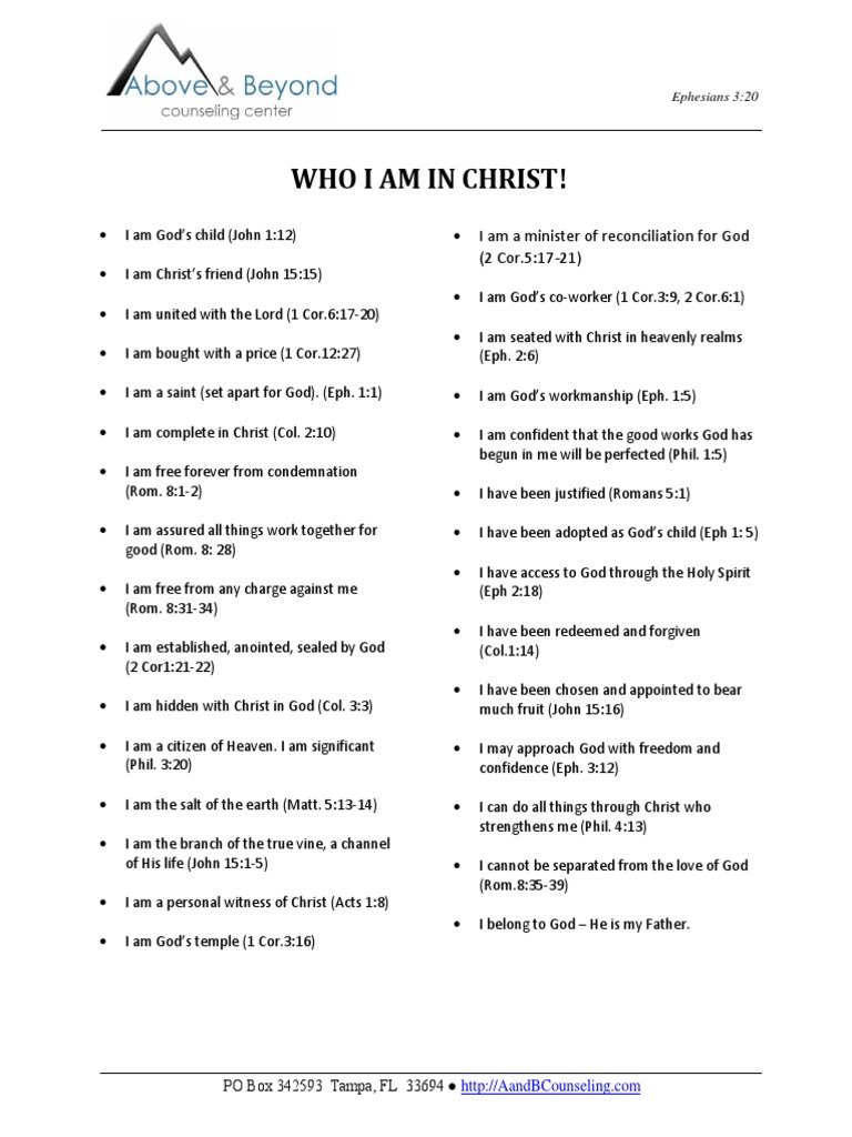Who I Am in Christ | PDF | Jesus | Abrahamic Religions