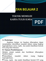 Kegiatan Belajar 2 Teknik Memilih Karya Tulis Ilmiah