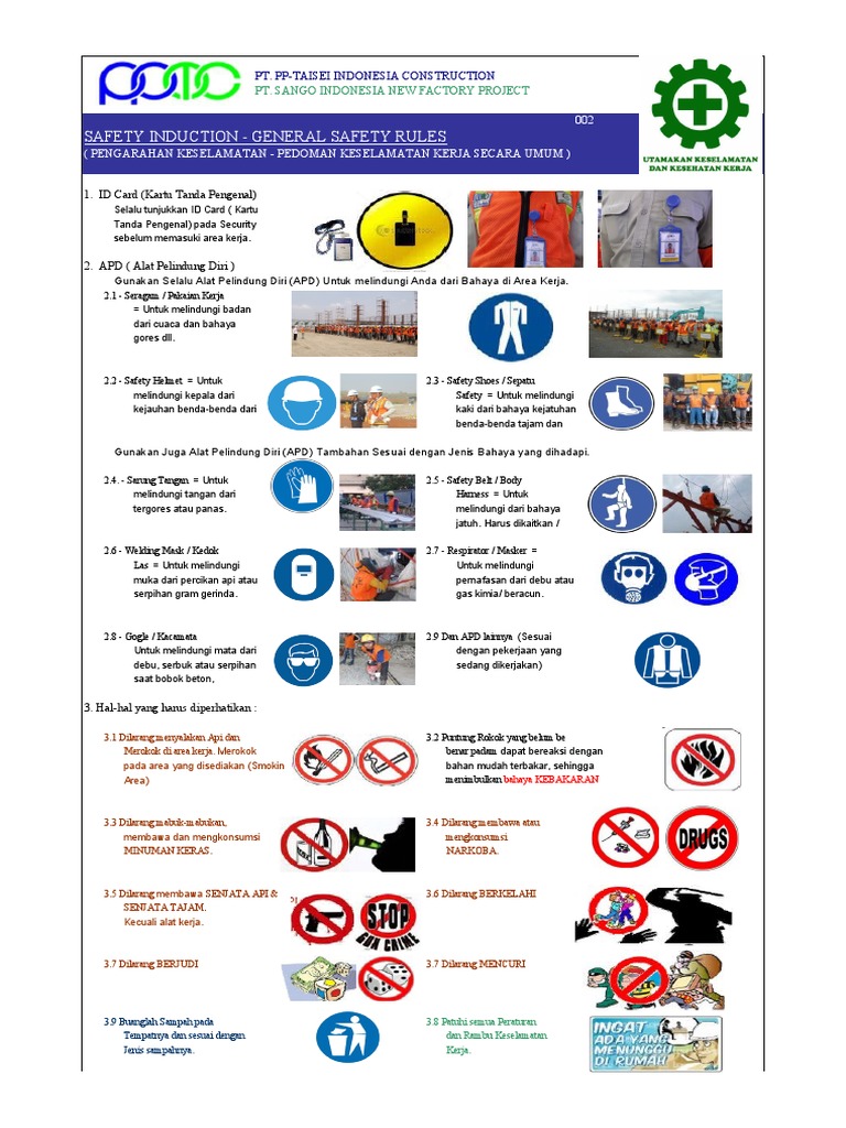 Induksi Keselamatan Umum Konstruksi | PDF